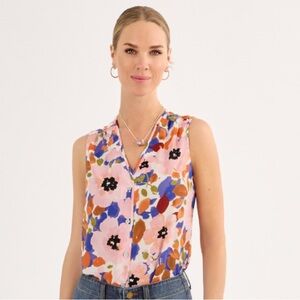 NWT! CAbi Pink and Orange Sleeveless Blouse